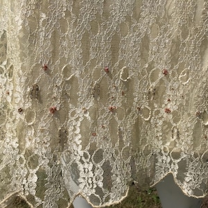 Vintage 80s Saint Tropez Skirt Butter Yellow Guipure Semi Sheer Lace Midi Skirt Embroidered with Beads Linned Summer Skirt for Evenings XL