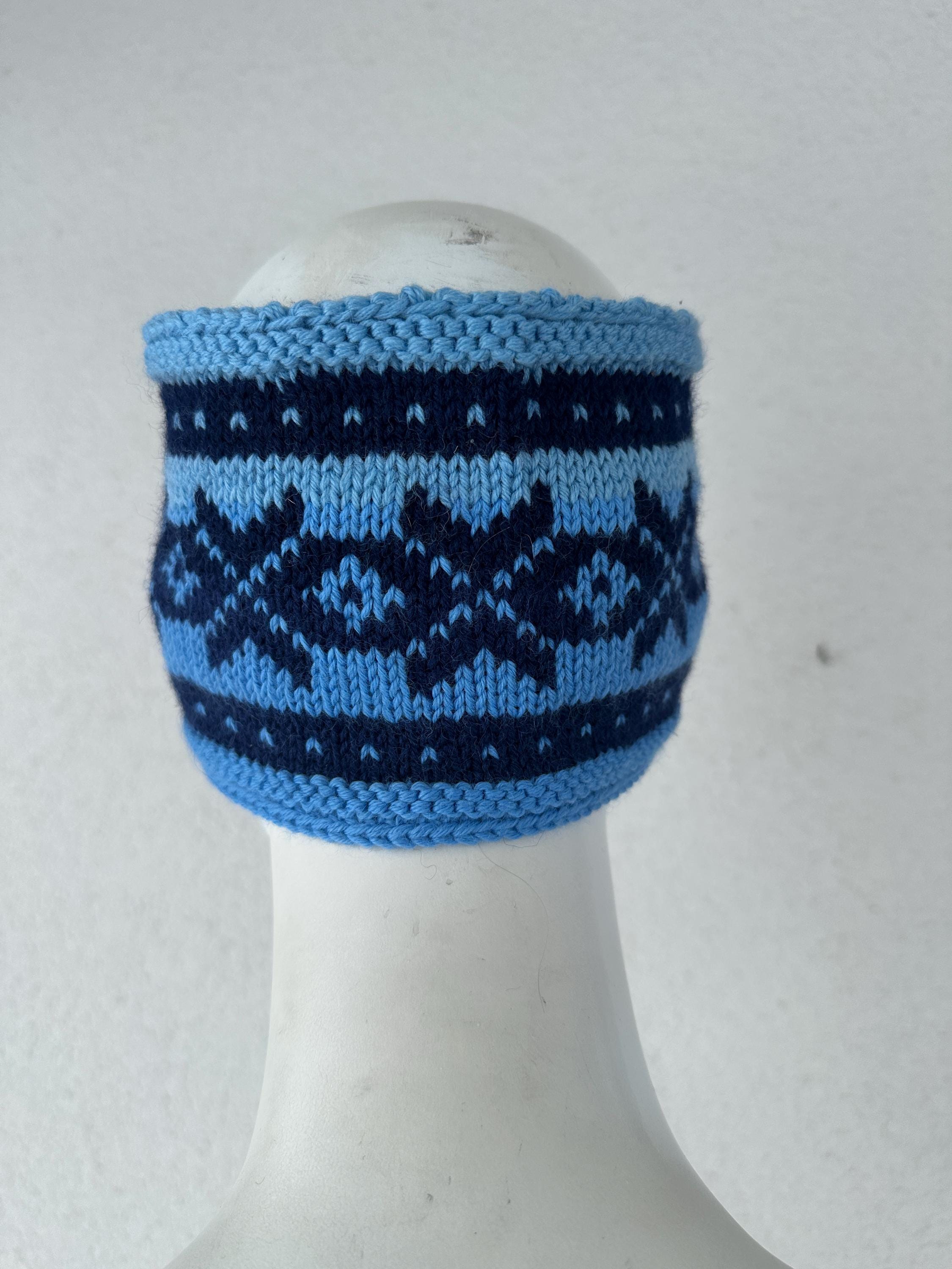 Vintage Wool Fair Isle Knit Headband Ear Warmer Apres Ski Nordic Boho Retro PALLAVI Fair Isle Earwarmer Headband Lined Eco Wool Mustard  main image 4
