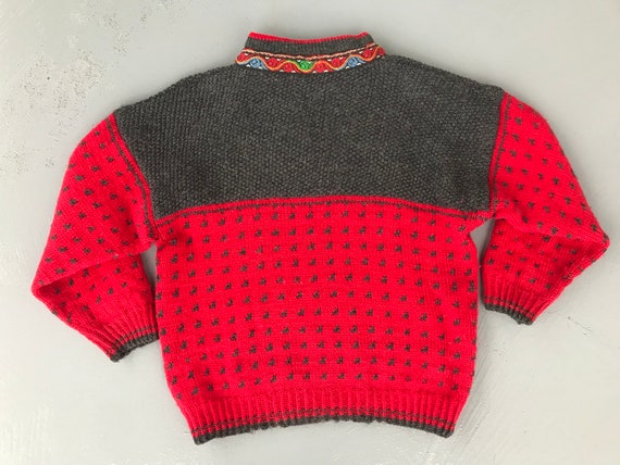 Vintage Red Children Sweater Girl's Sweater unise… - image 5