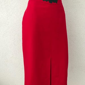 Jupe Crayon Midi Rouge Eastex - Taille 12 - Femme - Mélange Polyester/laine