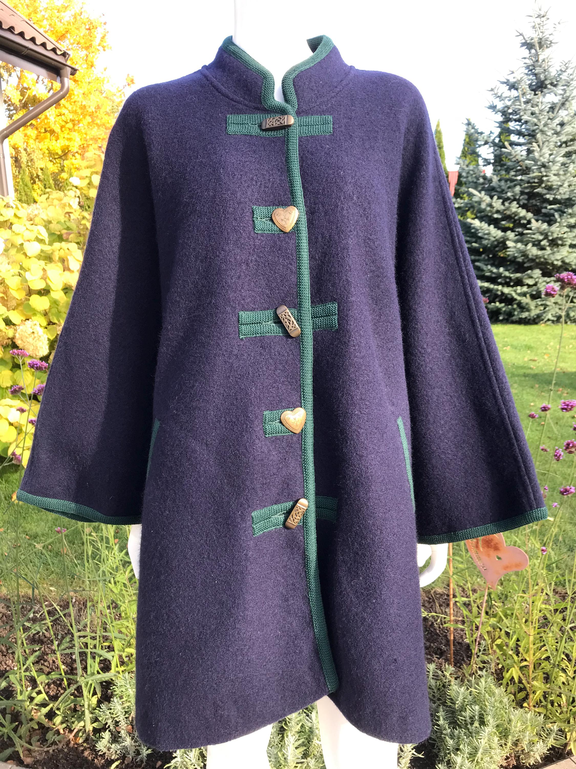 Vintage 80s Geiger Tirol Boiled Wool Cape Austrian Trachten Loden