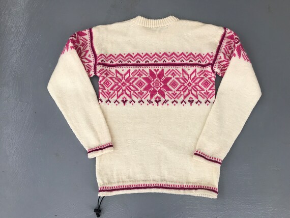 Vintage Wool Sweater Pullover Jumper in Cream & P… - image 8