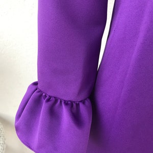 Vtg 70 s Boho Chic Groovy superposition brillante robe Maxi robe taille haute rétro lumineux violet longue robe de soirée manches 3/4 étage longueur taille S/M image 6