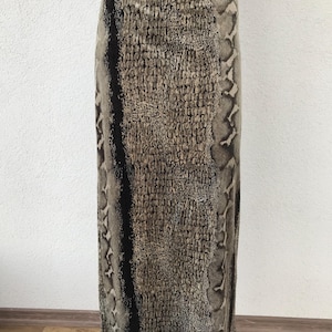 Vintage Snake Print Skirt Y2K Python Animal Print Fitted Skirt Beige Brown Long Velvet Skirt Stretch Fabric Straight Maxi Skirt Size Medium
