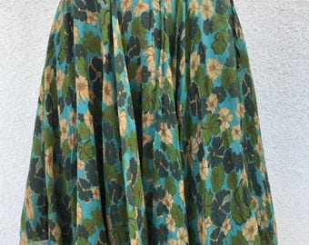 Vintage 90s Tara Jarmon Floral Green Silk Skirt Asymmetrical Silk Skirt Fairycore Romantic Flowy Skirt Summer Flowing Boho Waisted Skirt M