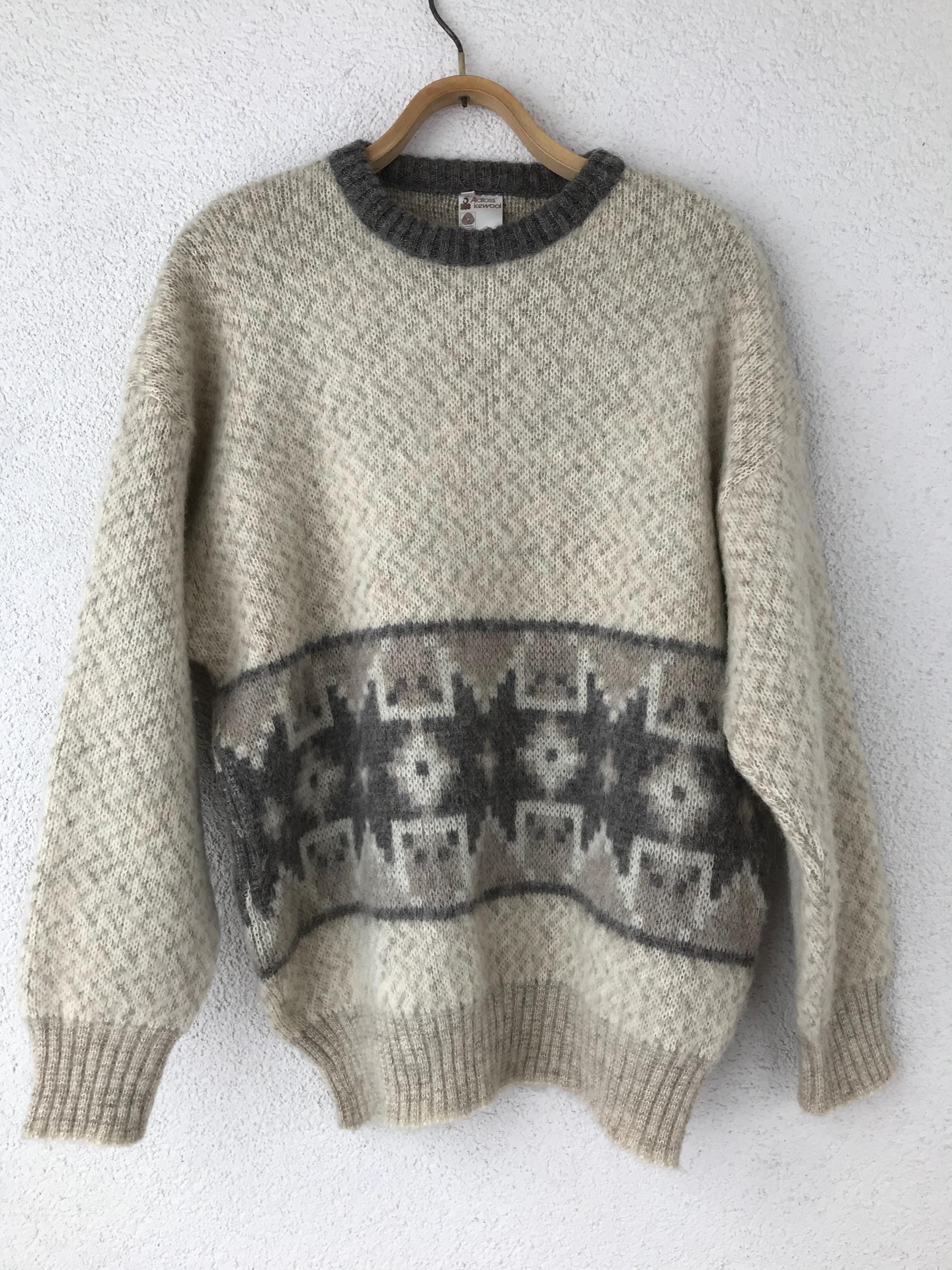 Ensemble Veste + écharpe Vintage Alafoss Icewool 100% Laine - Taille M, Marron, Occasion Bon état