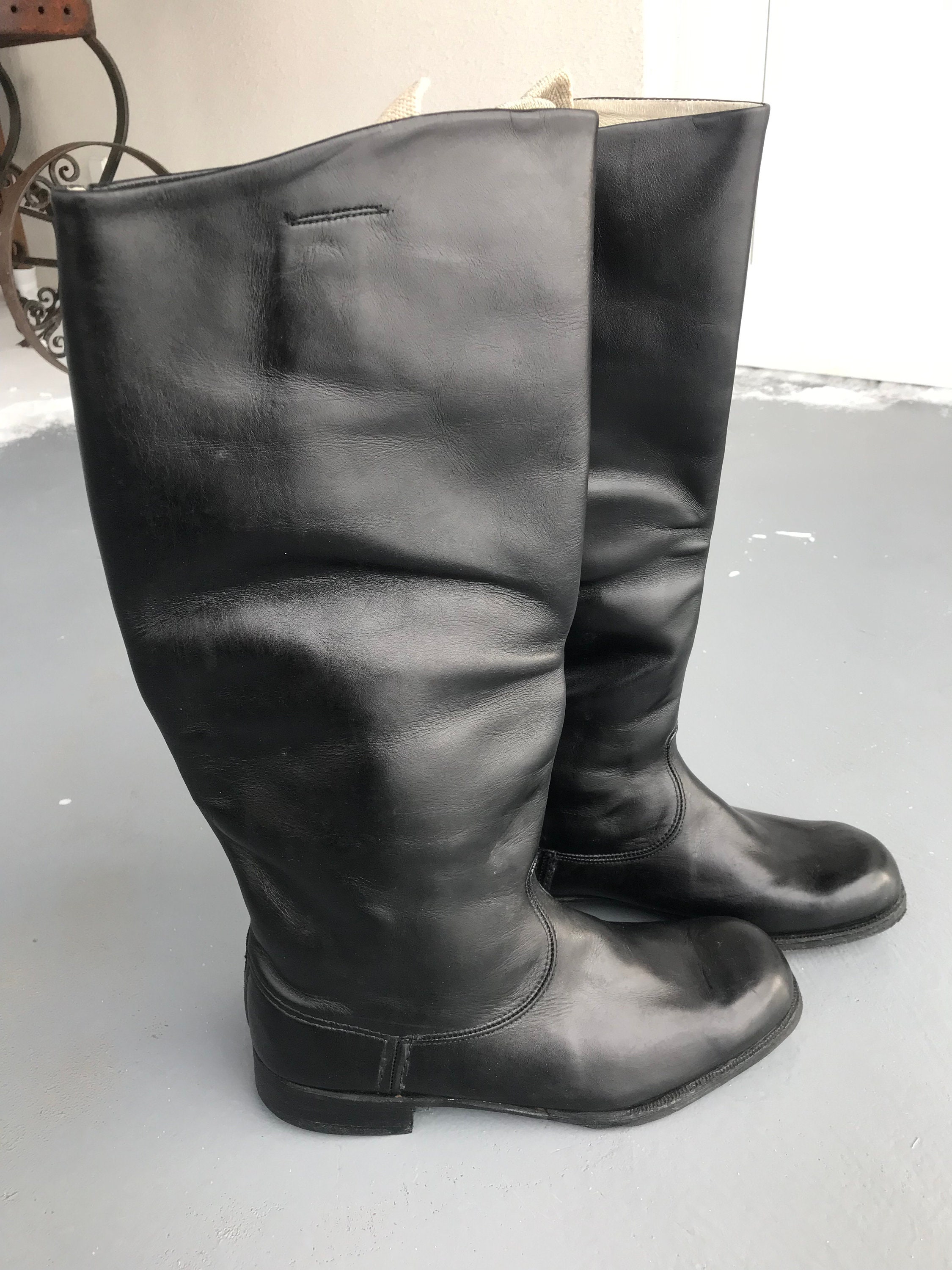 Soviet Army Boots Black Leather Knee Boots Soviet Army Officers