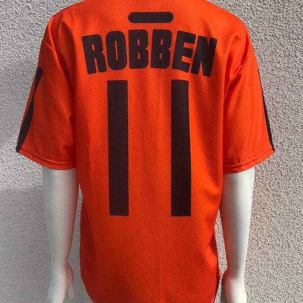 Vintage Holland RobbenUnited 2000 Retro Auswärts Jersey Fußball Orange Fan Shirt Männer Trikot Fußball Mannschaft Kurzarm Shirt Top Small
