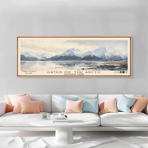 Gates Of The Arctic National Park Panoramic Art Print: Minimalist Watercolor Travel