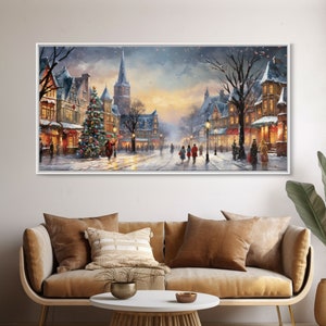 Retro Christmas Winter Wonderland Framed Canvas Print - Christmas Decoration - Christmas Art - Christmas Living Room Decor