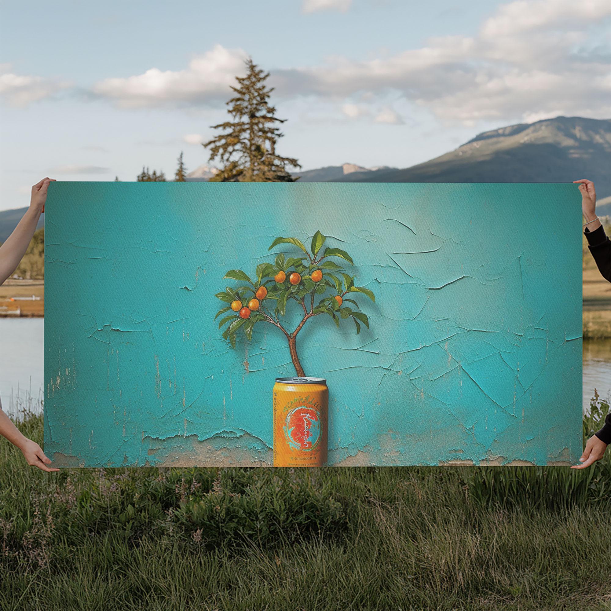 Orange Tree Wall Decor, Orange Wall Art, Soda Can Wall Art, Plant Wall Art, Panoramic Wall Decor, Canvas Print, Wall Art, Framed Canvas Art
