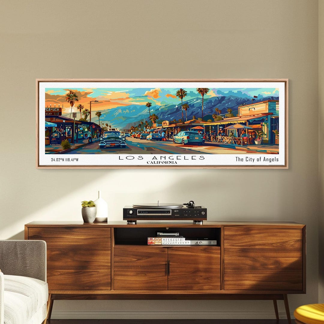 Los Angeles Panoramic Canvas Print: Mid-century Modern Retro Wall