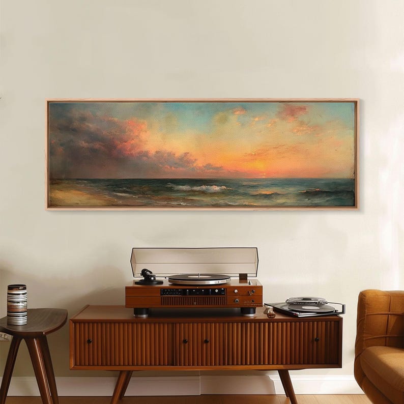 North Beach at Sunset, Framed Canvas Print, Beautiful Panoramic