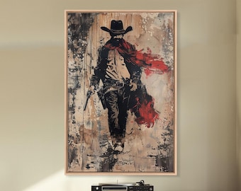 Framed Cowboy Canvas Art Print: Rustic Western Decor
