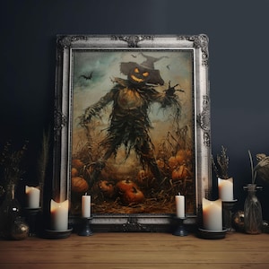 Sinister Scarecrow Canvas Print: Spooky Halloween Home Decor