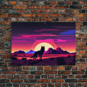 Desert Fox Silhouette Art Print: Purple Full Moon Wall Decor image 7
