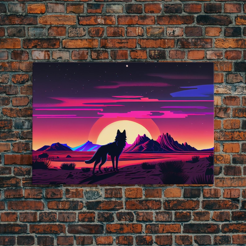Desert Fox Silhouette Art Print: Purple Full Moon Wall Decor image 7