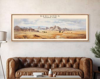 Badlands National Park Panoramic Art Print: South Dakota Travel Poster