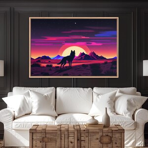 Desert Fox Silhouette Art Print: Purple Full Moon Wall Decor image 20