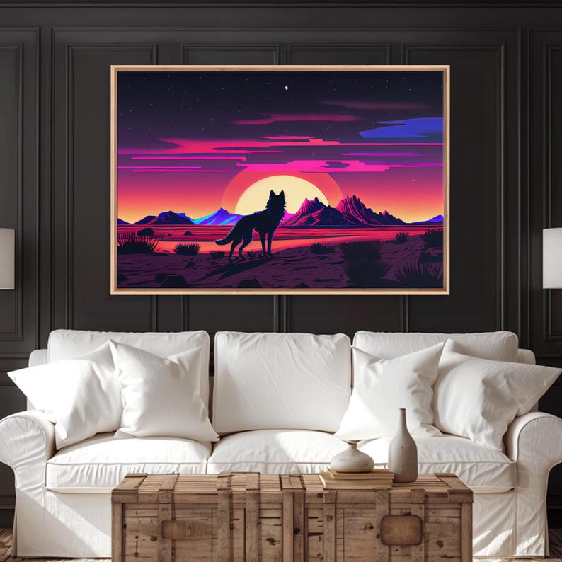 Desert Fox Silhouette Art Print: Purple Full Moon Wall Decor image 20