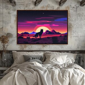 Desert Fox Silhouette Art Print: Purple Full Moon Wall Decor image 13