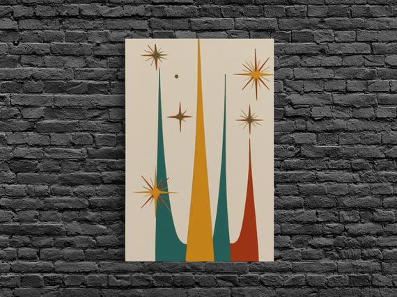 Mid Century Modern Starburst Canvas Print: Retro 1950s Wall Art - Etsy