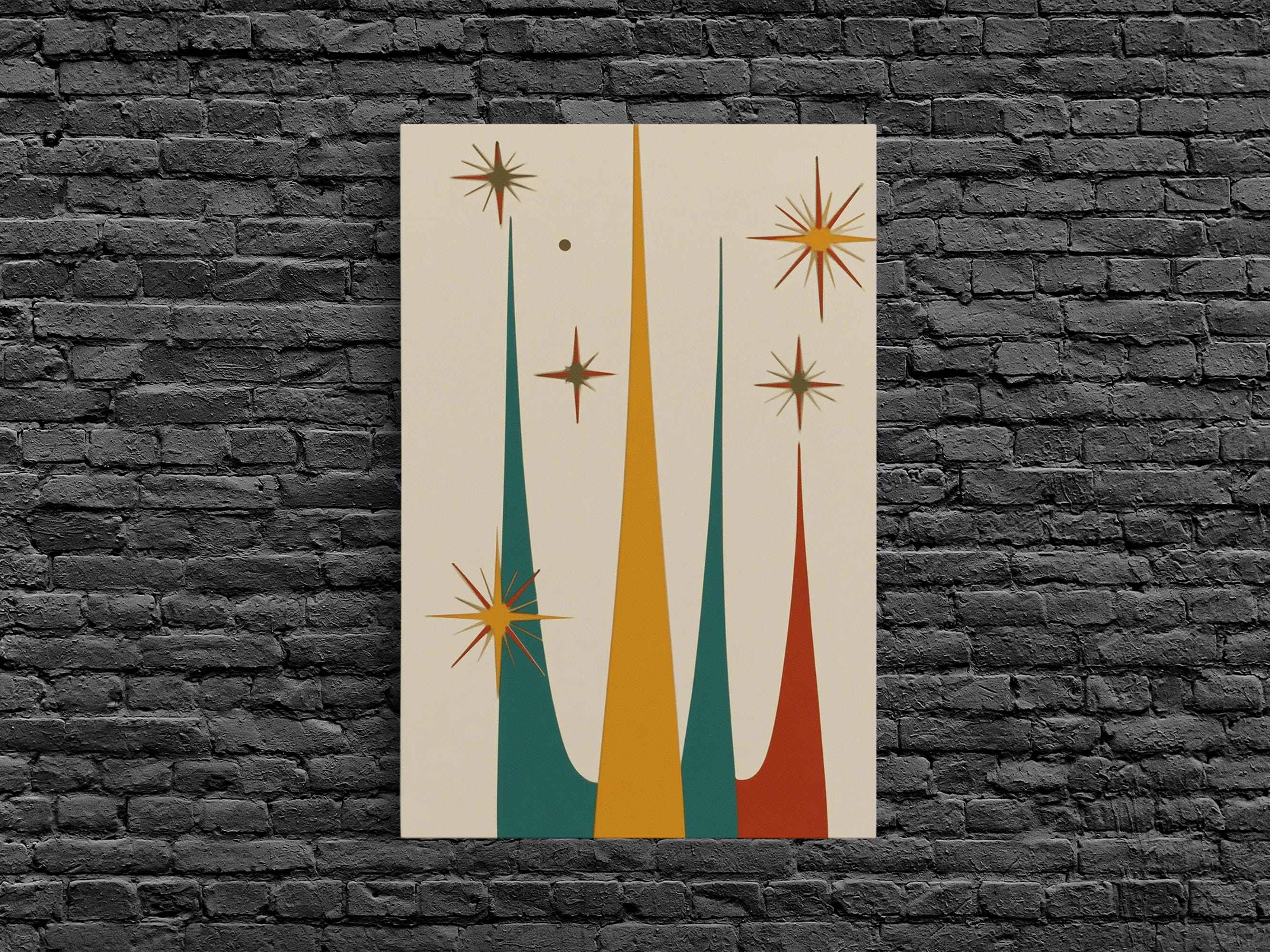 Mid Century Modern Starburst Canvas Print: Retro 1950s Wall Art - Etsy