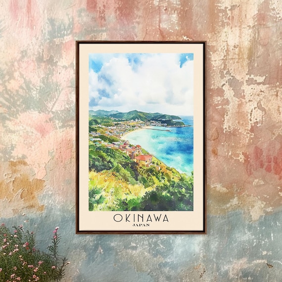 Okinawa Japan Watercolor Print: Coastal Beach Painting - Etsy