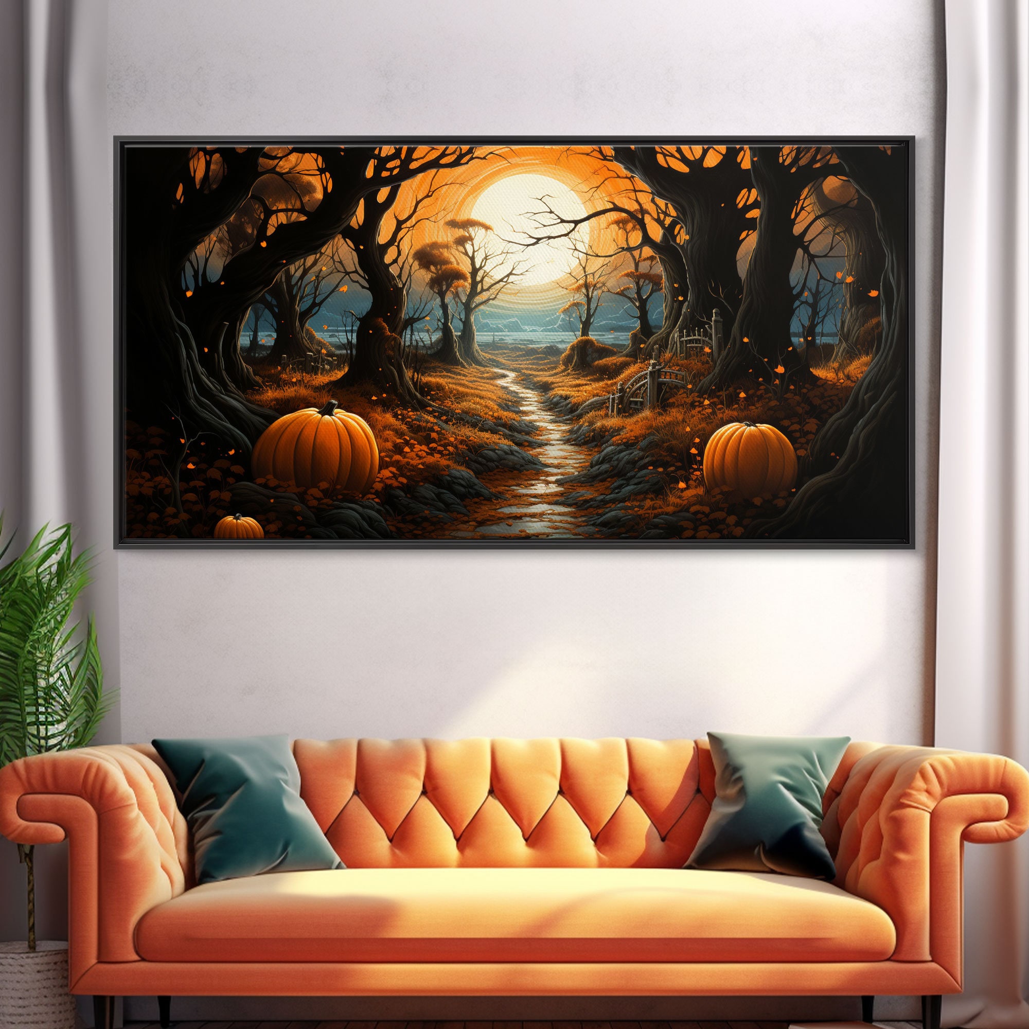 Halloween Wall Decor Spooky Art Print Pumpkin Decor Canvas - Etsy