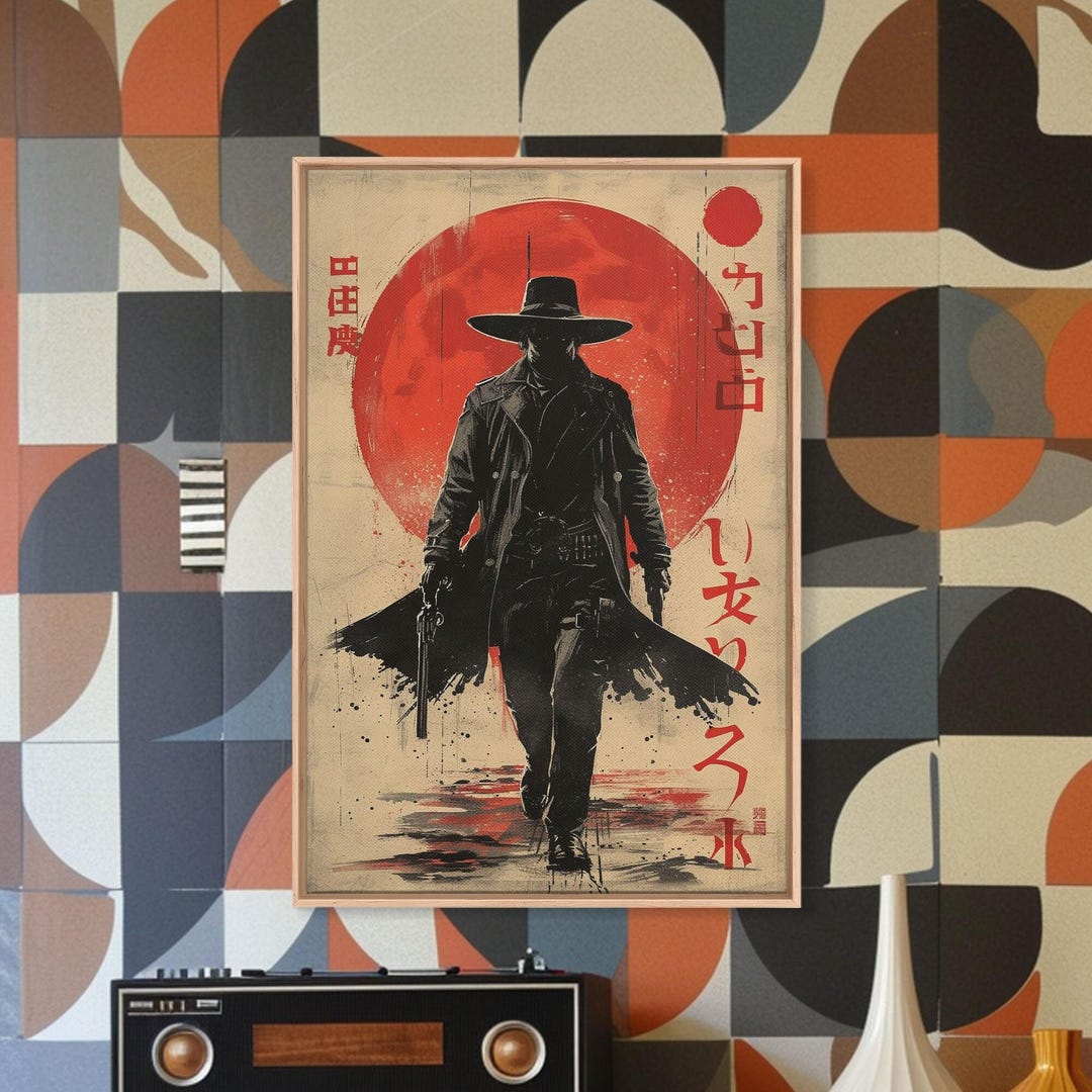 Japanese Gunslinger Canvas Art: Noir Cowboy Film Poster - Etsy
