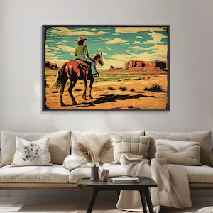 The Cowgirl | Wild West Pop Art | Framed Canvas Print Or Metal Print | Wood Framed Art | Western Decor, Wild West Art, Southwest Home Decor