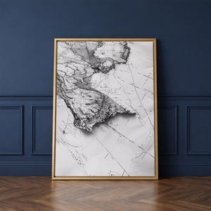 Torn Vintage Map, Distressed Geography Art, Historic Cartography, Framed Canvas Print, Office Wall Art, Traveler Decor, Antique Style
