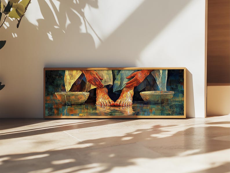 Holy Thursday Washing of the Feet Mandatum Scene Framed Christian Art ...