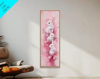 Bunny Framed Canvas Print: Whimsical Cottagecore Wall Art