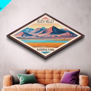 Retro Death Valley National Park Travel Poster Canvas Texture Print, Travel Decor Art, Midcentury Modern Decor California Travel Art