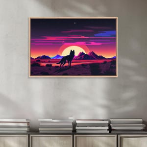 Desert Fox Silhouette Art Print: Purple Full Moon Wall Decor image 15