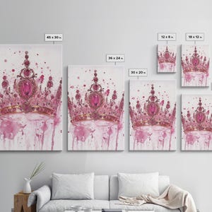 Regal Jeweled Crown Canvas Print: Pink Dorm Wall Art zdjęcie 8