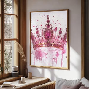 Regal Jeweled Crown Canvas Print: Pink Dorm Wall Art zdjęcie 16