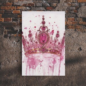 Regal Jeweled Crown Canvas Print: Pink Dorm Wall Art zdjęcie 13