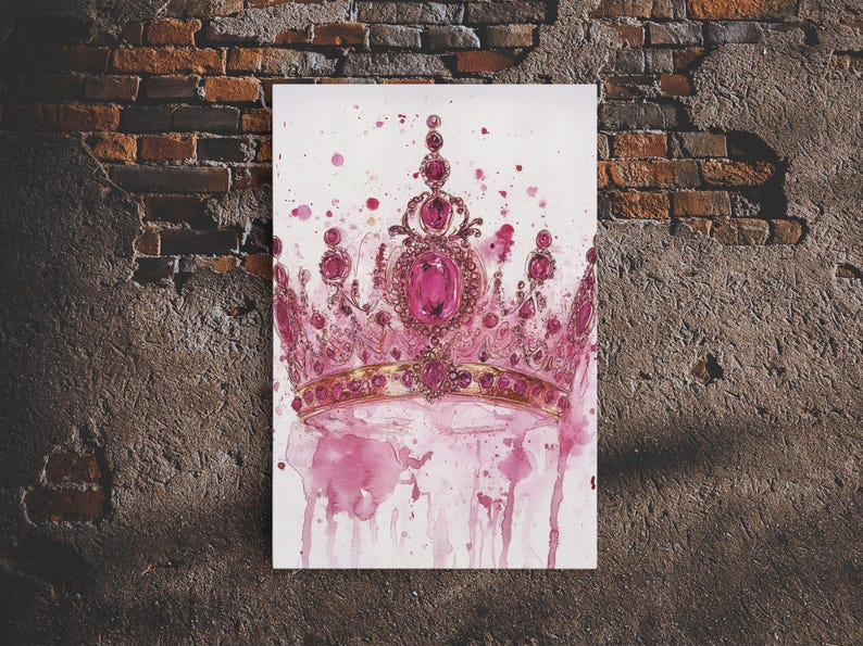 Regal Jeweled Crown Canvas Print: Pink Dorm Wall Art zdjęcie 13