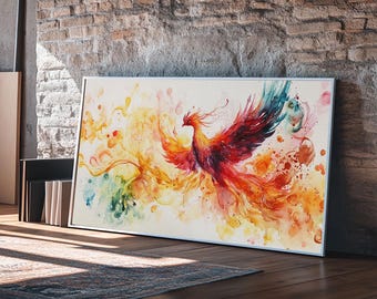 Colorful Phoenix Watercolor Painting Art Print