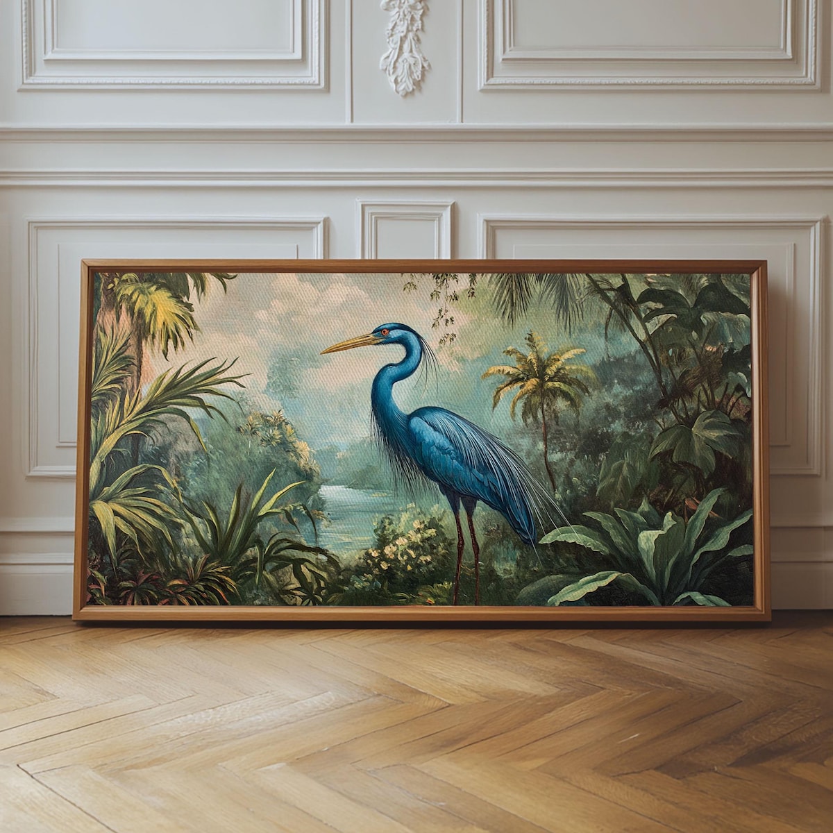 Blue Heron Wall Art | Framed Canvas Print | Ready to Hang Wall Art | Distressed Wood Vintage Framed Wall Art | Florida Decor - Etsy