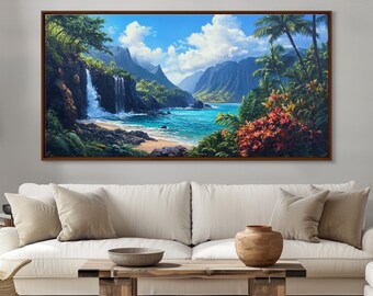 Hawaii Waterfall Canvas Print: Coastal Landscape Wall Art - Etsy