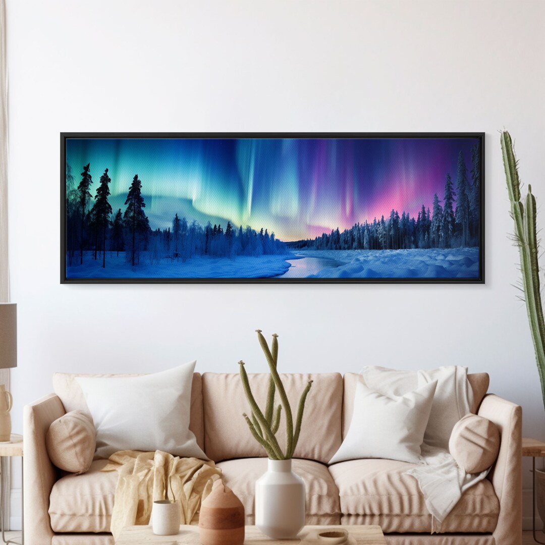 Northern Lights Canvas Wall Art Forest Print Aurora Borealis Night Sky Canvas Nature Wall Art