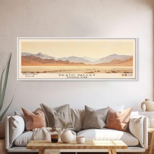 Death Valley National Park Panoramic Travel Art, National Park Print, Minimalist Travel Art, Subdued Watercolor Panoramic