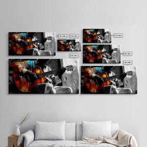 Guitarrista, música, expresión, momento musical melancólico capturado en esta impresión en lienzo enmarcada, arte bohemio para sala de música, arte de pared para estudio artístico imagen 8