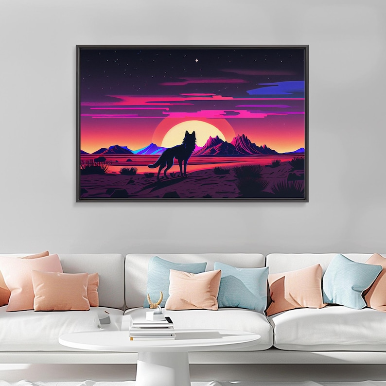 Desert Fox Silhouette Art Print: Purple Full Moon Wall Decor image 16