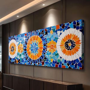 Mosaic Style Abstract Art Print, Sunflowers Mosaic Print, Floral Decor, Flower Abstract Art, Mosaic Wall Art Print, Sunflower Painting