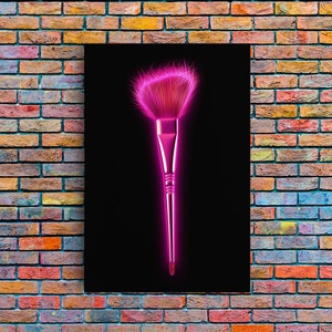Pink Make Up Brush Wall Decor, Brush Art, Bedroom Wall Art, Minimalist Print, Wall Decor, Canvas Print, Wall Art, Framed Canvas