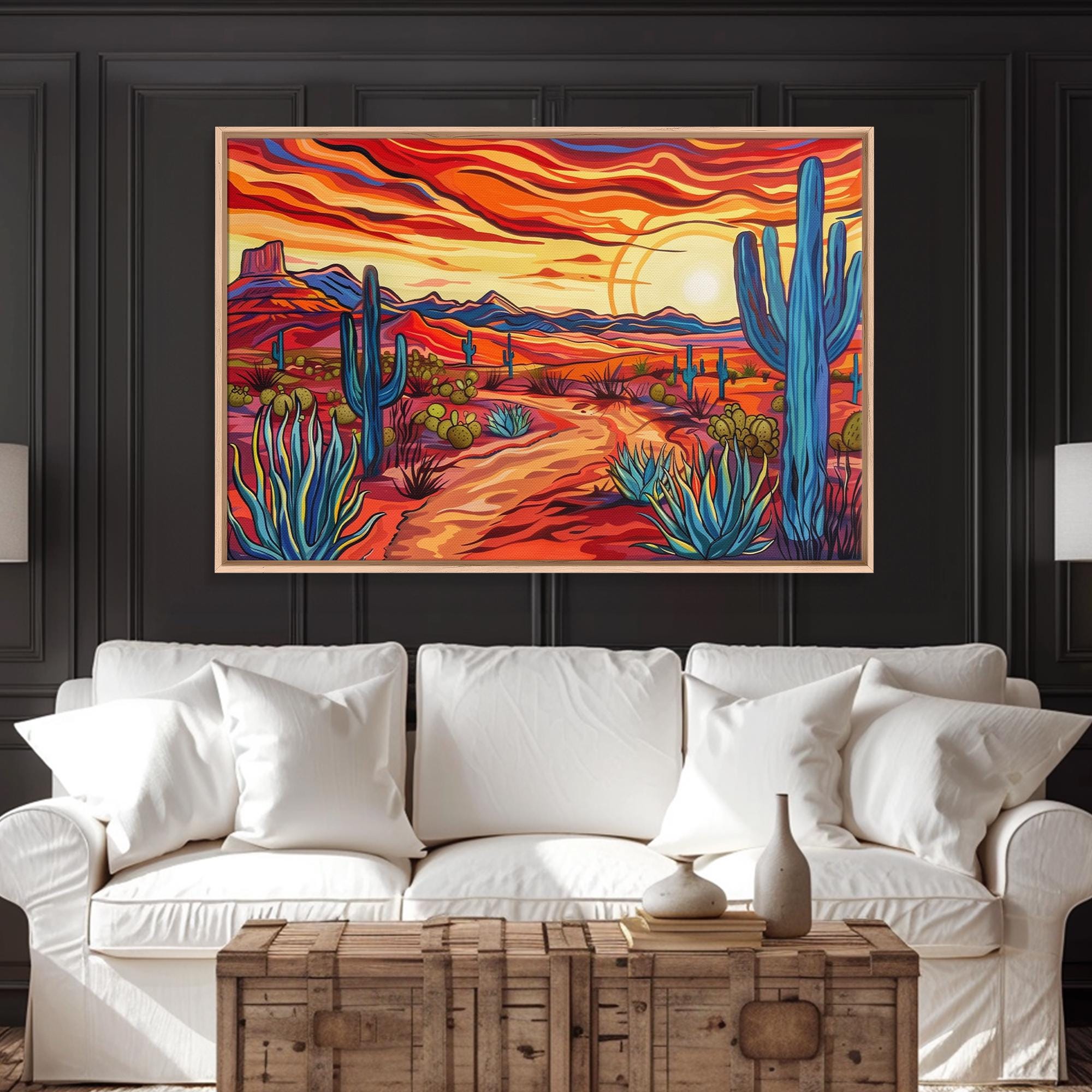 Mid Century Modern Desert Landscape Canvas Print: Retro Pop Art - Etsy